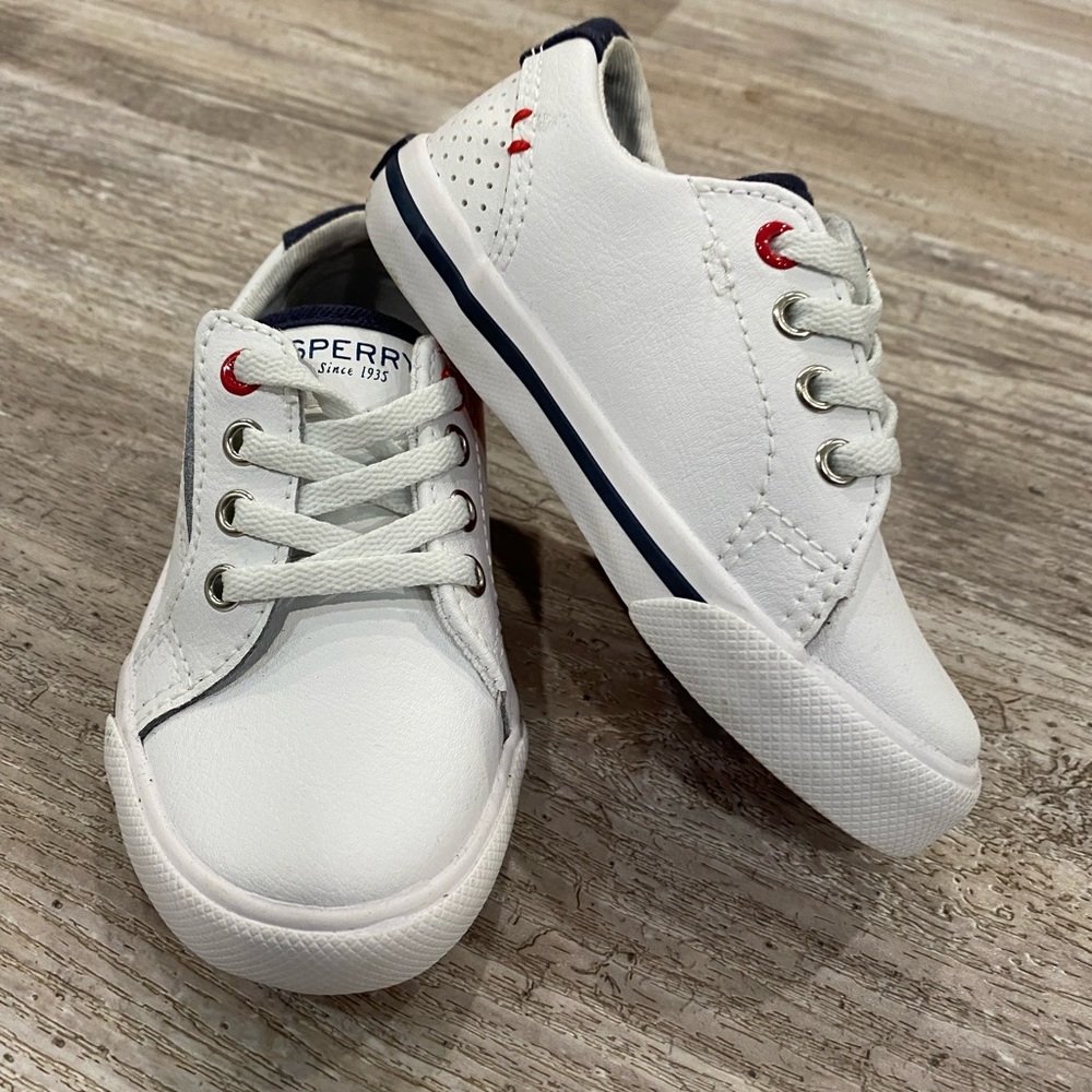 White Sperry toddler fashion sneakers